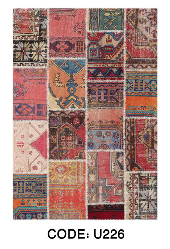 فرشینه چهل تیکه وینتیج کد U226 | فرشینه مدرن سبک Patchwork | خرید فرشینه فانتزی قابل شستشو با بهترین قیمت و ضمانت 5 سال