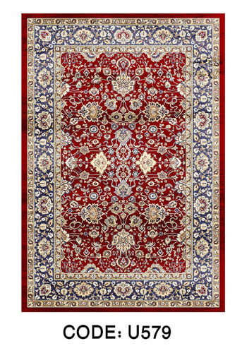 فرشینه سنتی طرح کلاسیک با زمینه قرمز و حاشیه سرمهای U579