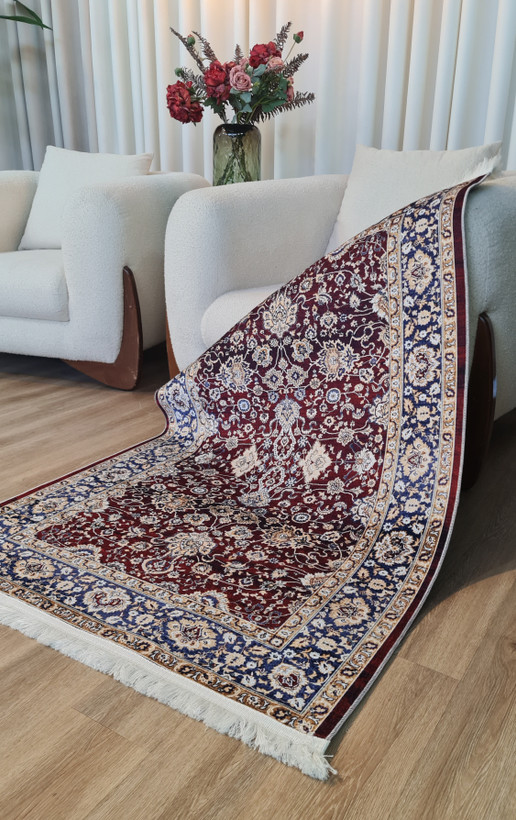 فرشینه طرح سنتی کلاسیک قرمز و سرمهای | کد U579