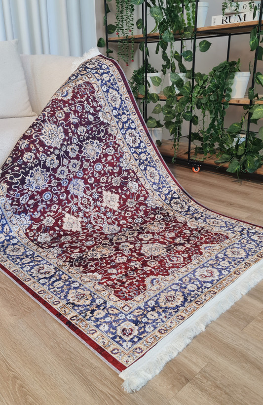 فرشینه طرح سنتی کلاسیک قرمز و سرمهای | کد U579