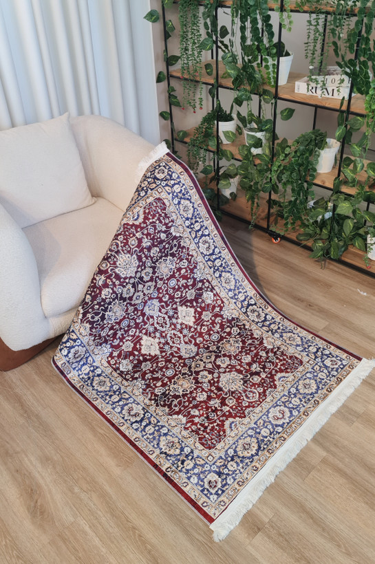 فرشینه طرح سنتی کلاسیک قرمز و سرمهای | کد U579