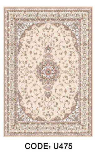 فرشینه کلاسیک طرح ترنج کرم و گلدار کد U475