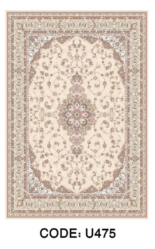 فرشینه کلاسیک طرح ترنج کرم و گلدار کد U475