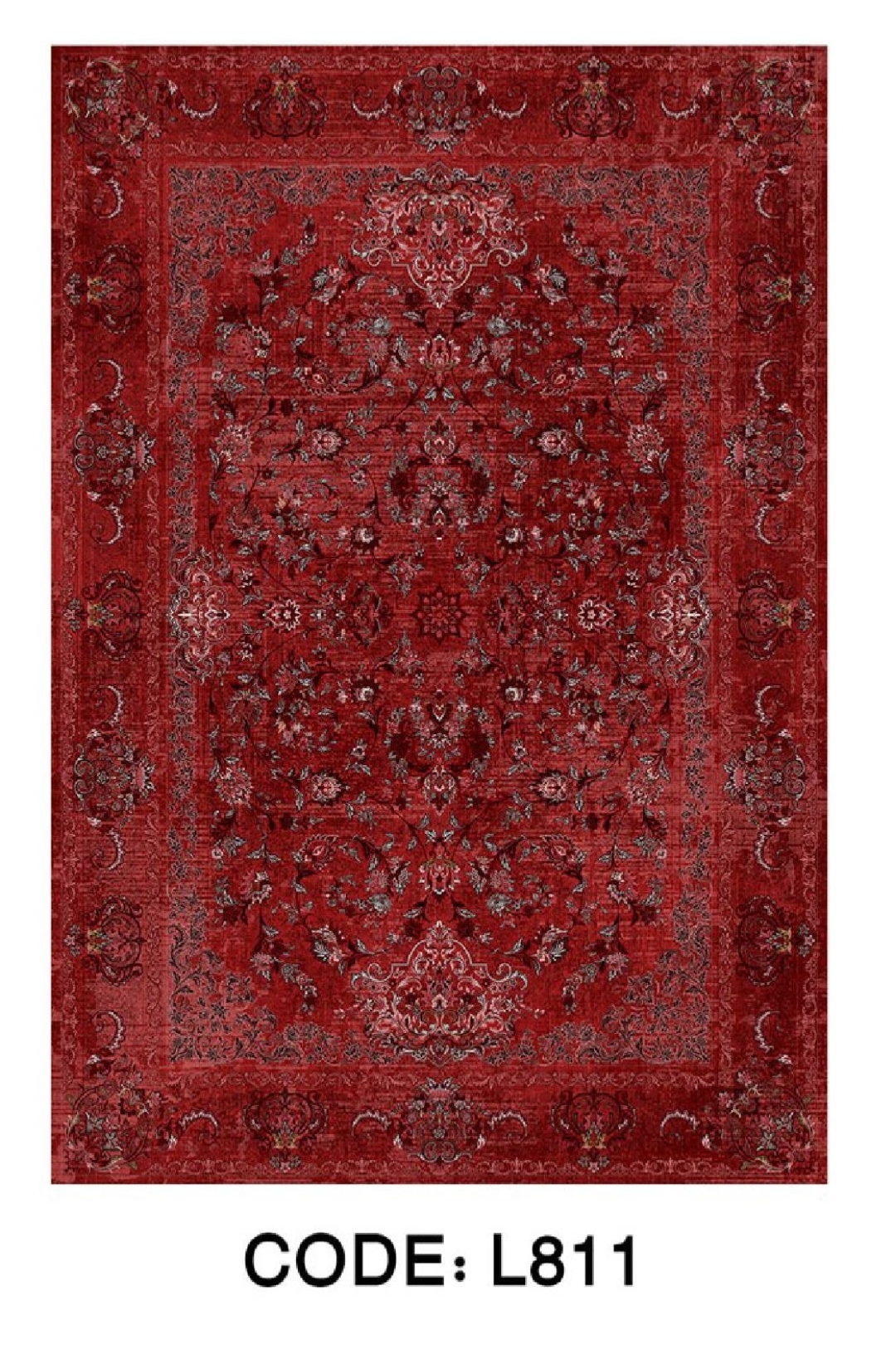 فرشینه سنتی قرمز طرح وینتیج کد L811