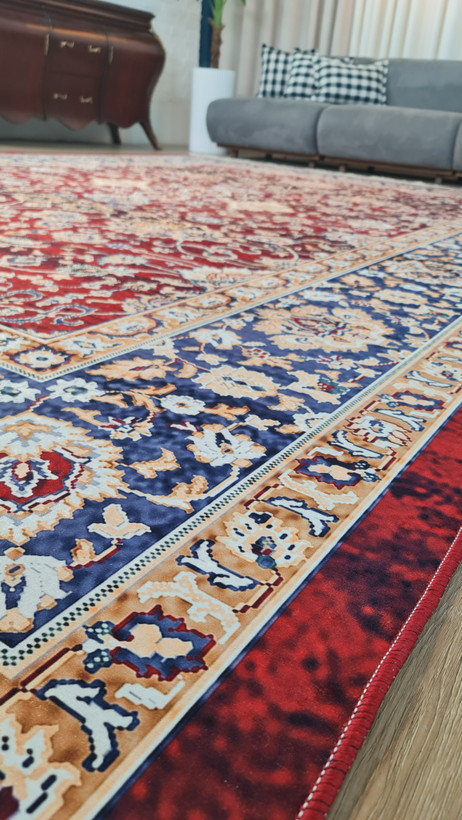 فرشینه طرح سنتی کلاسیک قرمز و سرمهای | کد U579