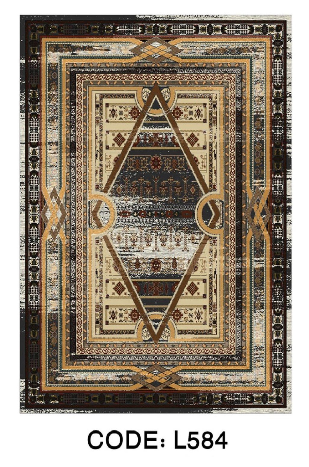 فرشینه طرح ابریشم کلاسیک کد L584 با رویه مخمل شانل