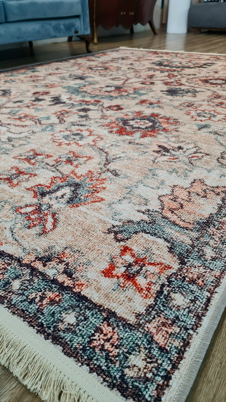 فرشینه سنتی وینتیج طرح گل و اسلیمی | کد M120 | فرشینه لاکچری